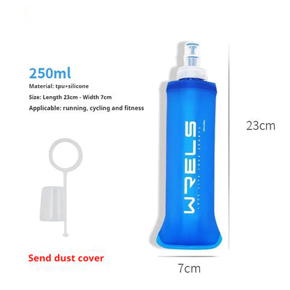 Foldable Sports Soft Water Bottle with Bite Valve – Portable Running Waist Pack Hydration Flask (250ml/500ml)