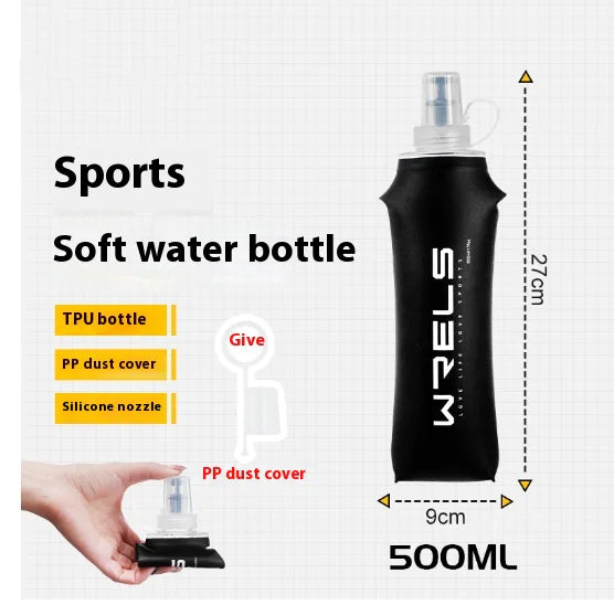 Foldable Sports Soft Water Bottle with Bite Valve – Portable Running Waist Pack Hydration Flask (250ml/500ml)