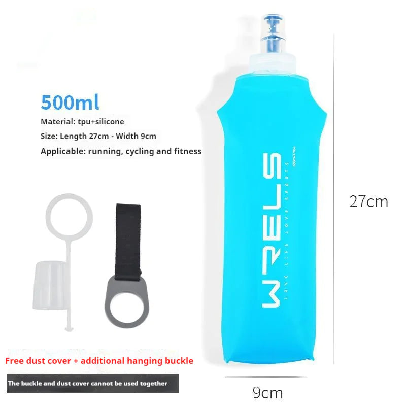 Foldable Sports Soft Water Bottle with Bite Valve – Portable Running Waist Pack Hydration Flask (250ml/500ml)