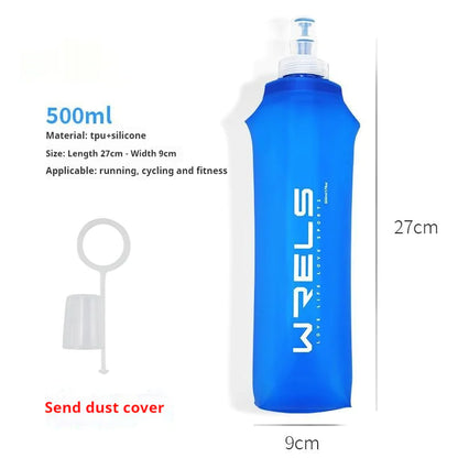 Foldable Sports Soft Water Bottle with Bite Valve – Portable Running Waist Pack Hydration Flask (250ml/500ml)