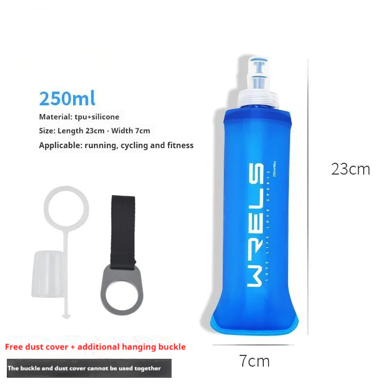Foldable Sports Soft Water Bottle with Bite Valve – Portable Running Waist Pack Hydration Flask (250ml/500ml)