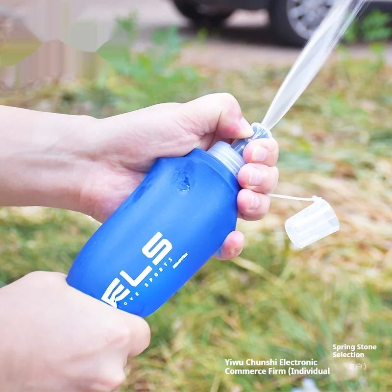 Foldable Sports Soft Water Bottle with Bite Valve – Portable Running Waist Pack Hydration Flask (250ml/500ml)