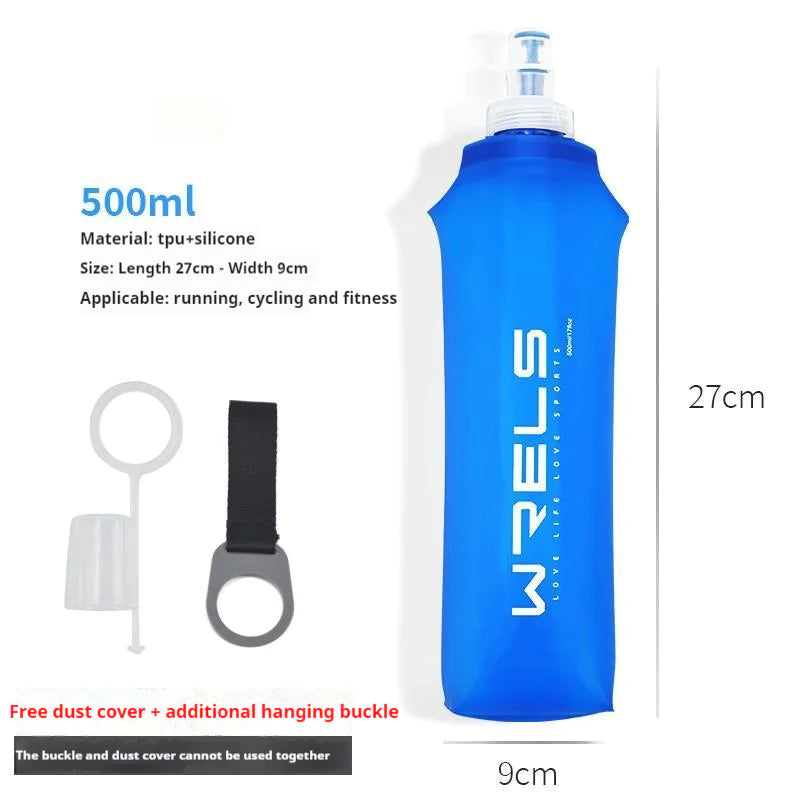 Foldable Sports Soft Water Bottle with Bite Valve – Portable Running Waist Pack Hydration Flask (250ml/500ml)